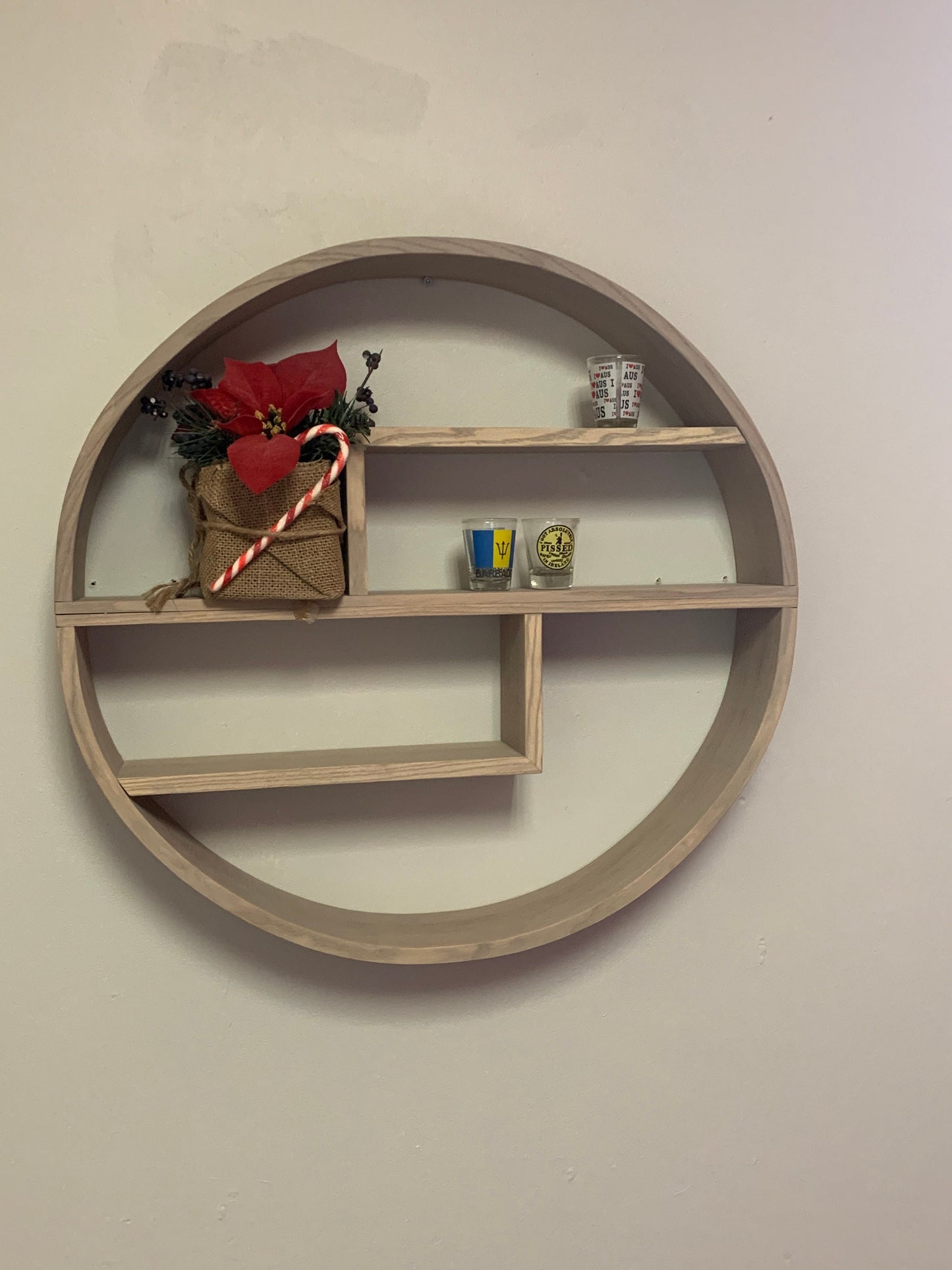 Solid Ash Wood Circle Shelf: Modern Floating Wall Display