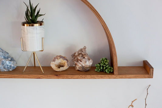 Solid Wood Half Circle Shelf: Modern Floating Wall Display