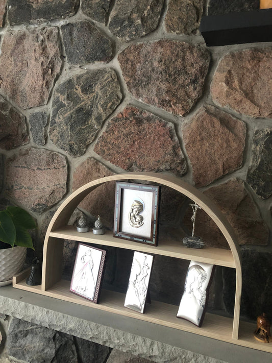 Ash Wood Half Circle Shelf: Modern Floating Wall Display