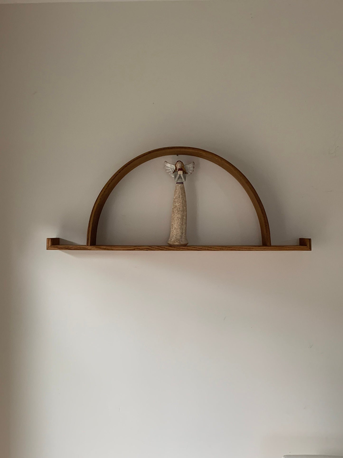 Solid Wood Half Circle Shelf: Modern Floating Wall Display