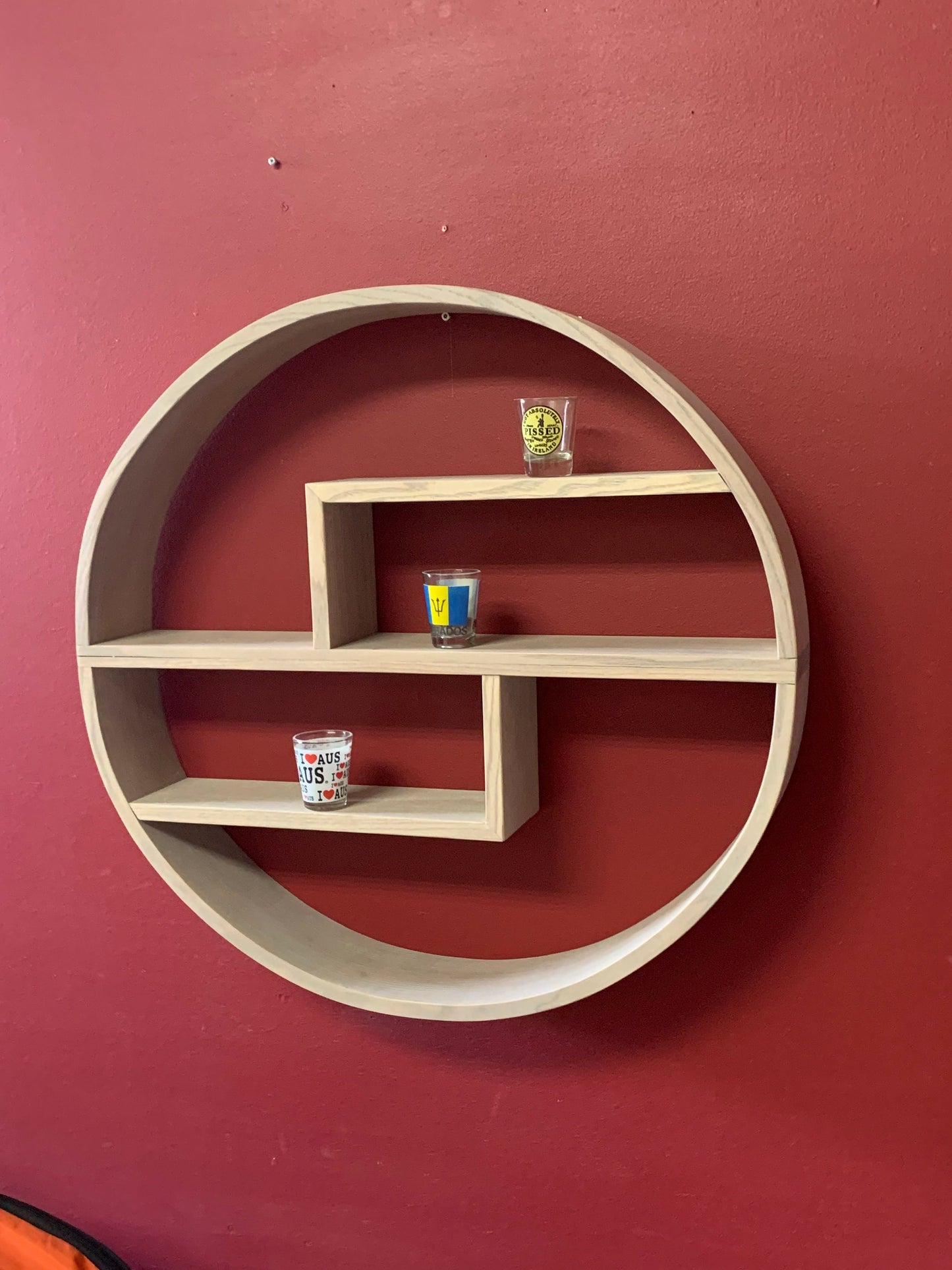 Solid Ash Wood Circle Shelf: Modern Floating Wall Display