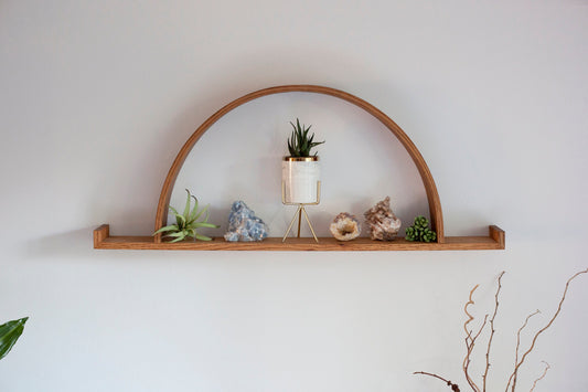 Solid Wood Half Circle Shelf: Modern Floating Wall Display