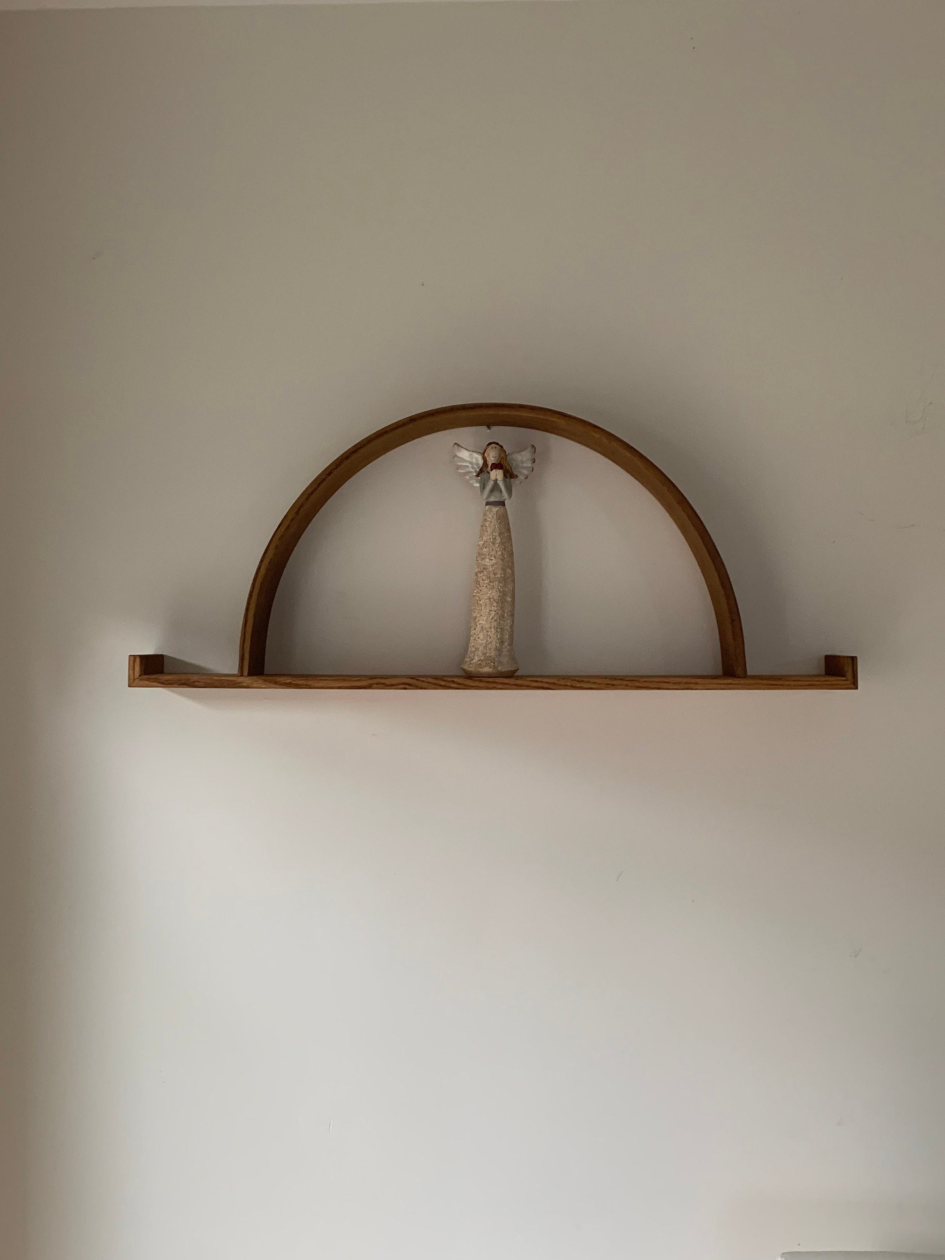 Solid Wood Half Circle Shelf: Modern Floating Wall Display