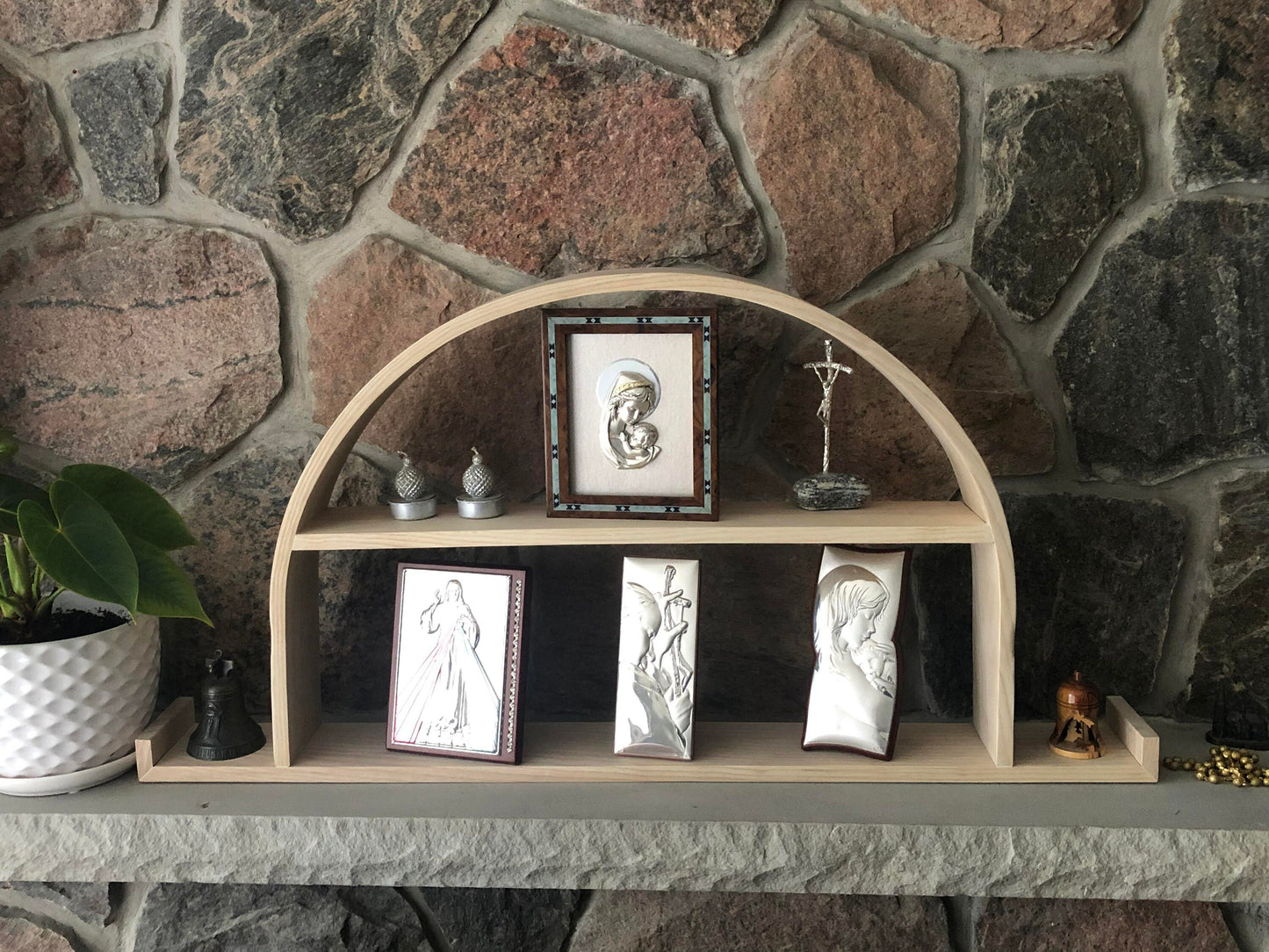 Ash Wood Half Circle Shelf: Modern Floating Wall Display