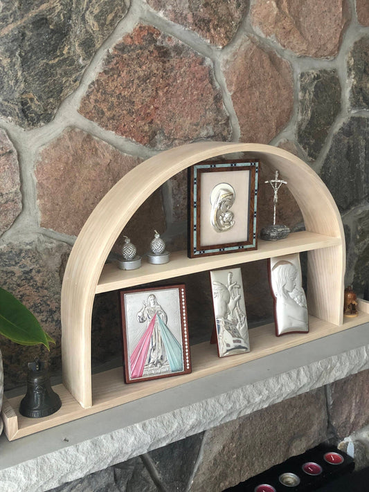 Ash Wood Half Circle Shelf: Modern Floating Wall Display