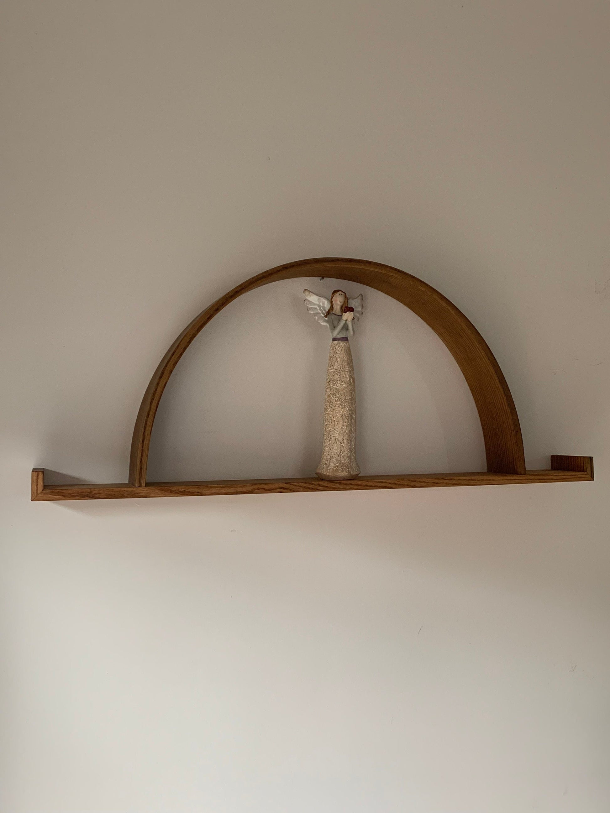 Solid Wood Half Circle Shelf: Modern Floating Wall Display